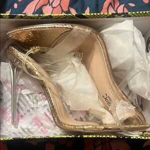 Cape Robbin Gold Strappy Heels